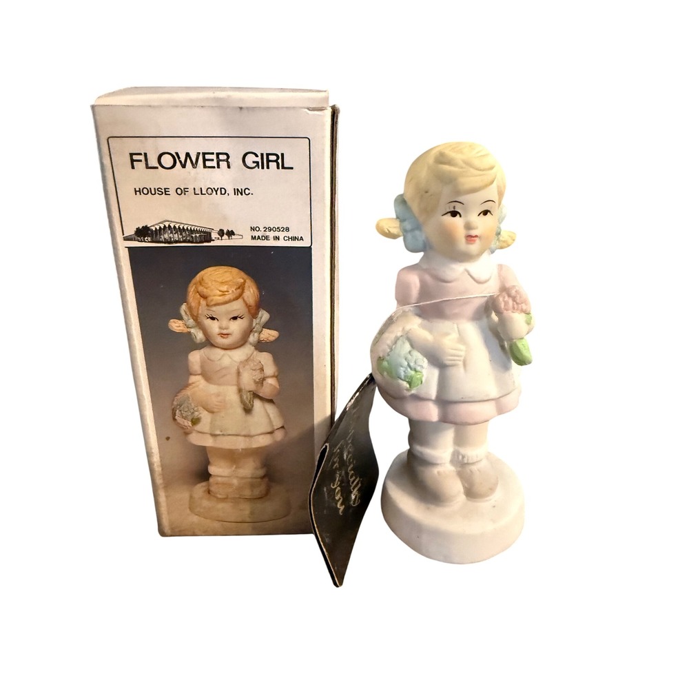 House of Lloyd Flower Girl Hand Painted Ceramic Figurine 290528 Pink Vintage